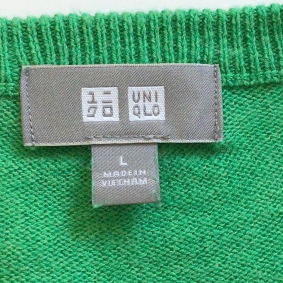 Uniqlo Womens Green Cotton V Neck Tunic Sweater, L - Picture 2 of 2